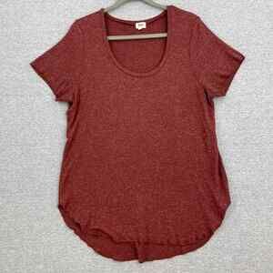 BKE Blouse Womens Large Red Short Sleeve Scoop Stretch Casual TShirt Tee Ladies